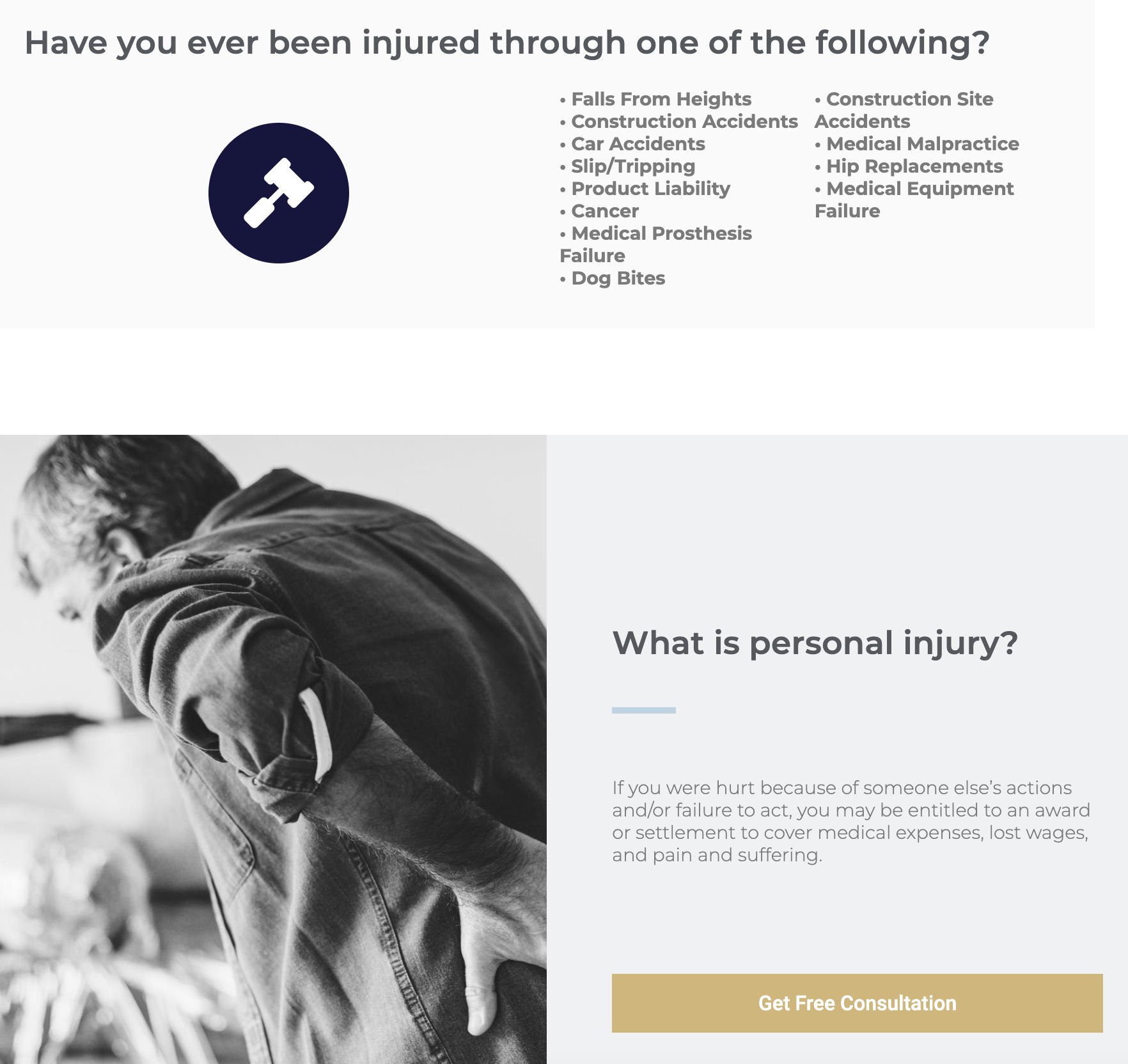 best practices personal injury website example 